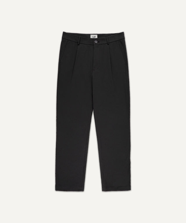 Kadet black pleated chino pants for men with button closure and belt loops
