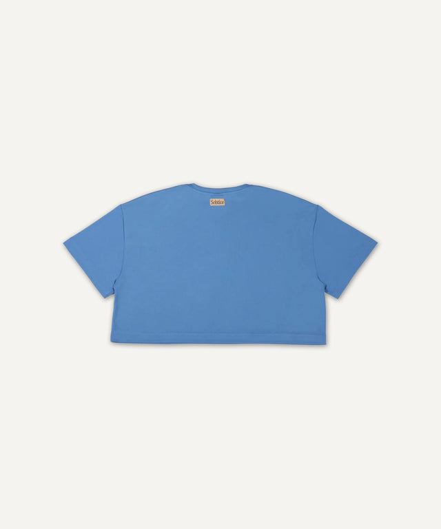 Solstice Athletics blue cropped t-shirt from premium workout clothing collection