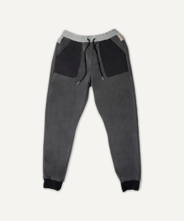 Solstice Athletics gray and black jogger pants made from premium workout clothing fabric with drawstring waist