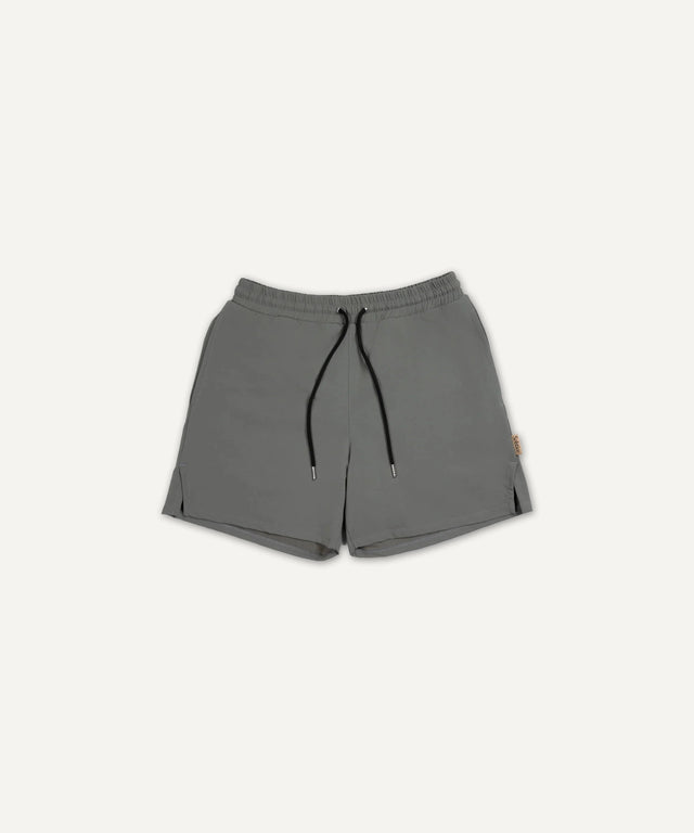 Solstice Athletics gray athletic shorts with drawstring waist premium workout clothing