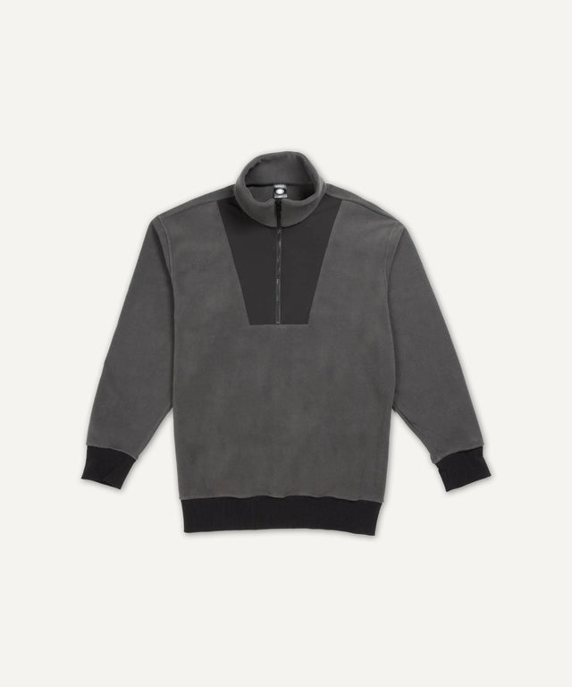 Solstice Athletics gray and black quarter zip pullover sweater from premium workout clothing collection