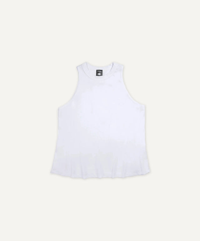 White sleeveless tank top from Solstice Athletics premium workout clothing collection
