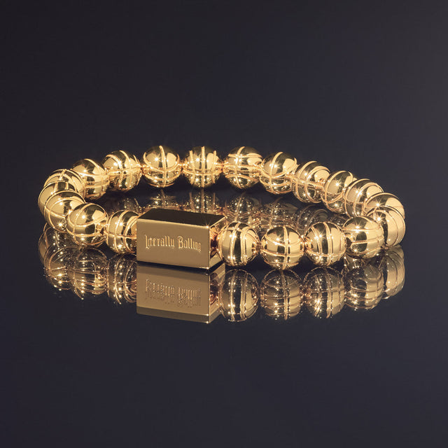 Victor Solomon basketball jewelry gold beaded bracelet by Literally Balling gifts for basketball fans