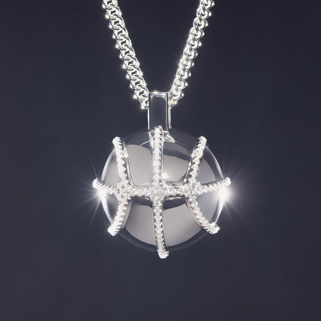 Victor Solomon basketball jewelry silver basketball pendant necklace gifts for basketball fans