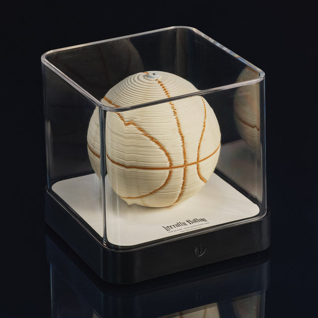 Victor Solomon basketball 3D wooden art ball in protective display case by Literally Balling gifts for basketball fans