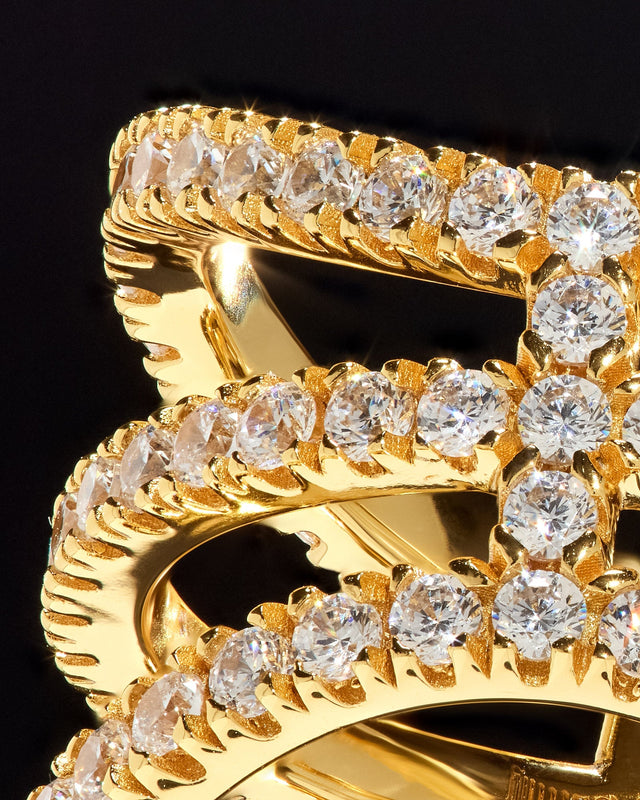 Victor Solomon basketball jewelry gold ring with sparkling clear stones gifts for basketball fans