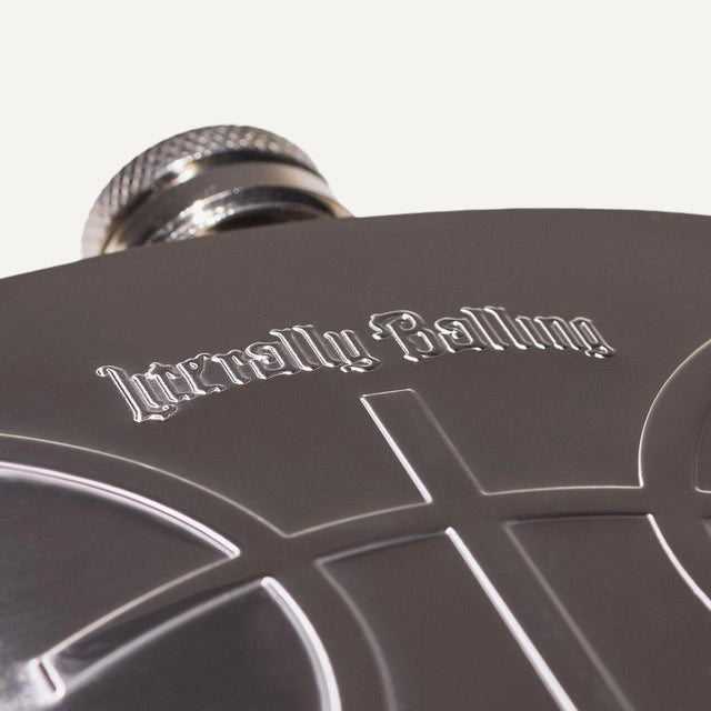 Literally Balling stainless steel flask with basketball design Victor Solomon gifts for basketball fans