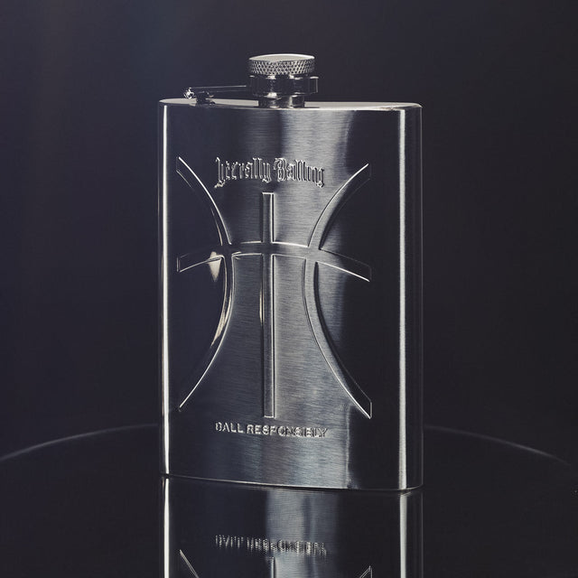 Literally Balling stainless steel flask with basketball and cross design Victor Solomon basketball gifts for basketball fans