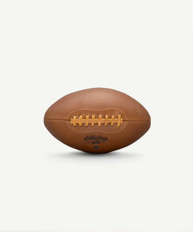Leather Head Sports vintage leather football with classic brown leather and traditional laces
