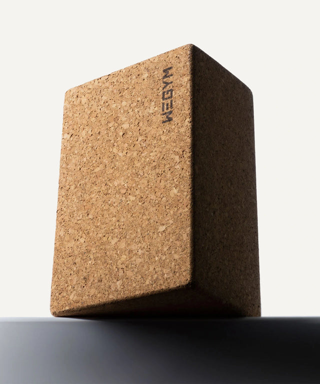 WeGym cork yoga block made from natural cork for stable and eco-friendly yoga support