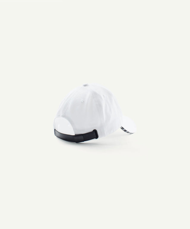 AIEA Golf white adjustable cap for fashionable womens golf clothing with black strap closure